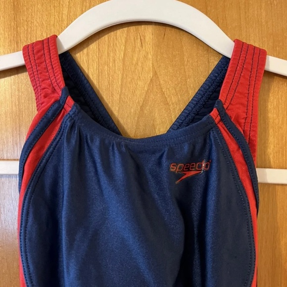 Speedo Women's Racing Race Xtra Life Swimsuit Navy Red NWT Vintage Size 24 - Picture 2 of 10